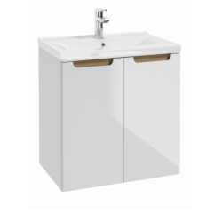 Naturel Meuble de salle de bain avec lavabo Naturel Stilla 60x60x45 cm blanc (STILLAD06033U3)