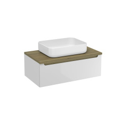 Naturel Meuble de salle de bain sous lavabo Naturel Stilla 80x30x45 cm blanc (STILLAD08005DBK)