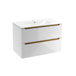 Naturel Meuble de salle de bain MDF avec lavabo Naturel Stilla 80x60x45 cm blanc (STILLAD08057U1)