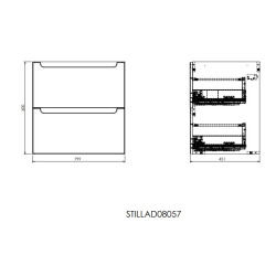 Naturel Meuble de salle de bain MDF avec lavabo Naturel Stilla 80x60x45 cm blanc (STILLAD08057U1)