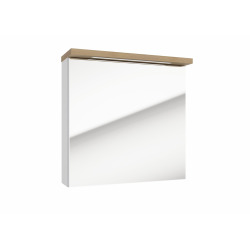 Naturel Armoire murale avec porte, miroir intégré Stilla + LED 60x60 cm, prise 220V, blanc (STILLAE06017)