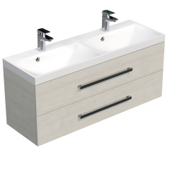 Naturel Meuble de salle de bain avec double vasque Naturel Cube Way 120x53x40 cm chêne Chamonix (CUBE2120ZDC)