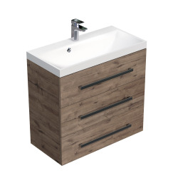 Naturel Meuble de salle de bain avec lavabo Naturel Cube Way 80x76,5x40 cm chêne Wellington (CUBE2803DW)