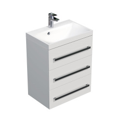 Naturel Meuble de salle de bain avec lavabo Naturel Cube Way 60x76,5x40 cm blanc brillant (CUBE2603BL)