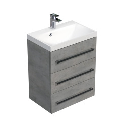 Naturel Meuble de salle de bain avec lavabo Naturel Cube Way 60x76,5x40 cm béton (CUBE2603BE)