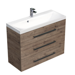 Naturel Meuble de salle de bain avec lavabo Naturel Cube Way 100x76,5x40 cm chêne Wellington (CUBE21003DW)