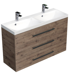 Naturel Meuble de salle de bain avec double vasque Naturel Cube Way 120x76,5x40 cm chêne Wellington (CUBE21203DW)