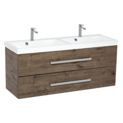 Naturel Meuble de salle de bain avec double vasque Naturel Cube Way 120x40 cm chêne Wellington (CUBE2120ZDW)