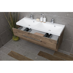 Naturel Meuble de salle de bain avec double vasque Naturel Cube Way 120x40 cm chêne Wellington (CUBE2120ZDW)