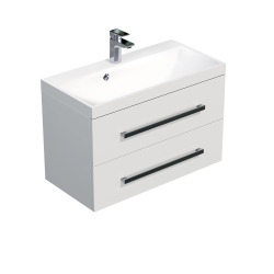 Naturel Meuble de salle de bain avec lavabo Naturel Cube Way 80x40 cm blanc brillant (CUBE280ZBL)