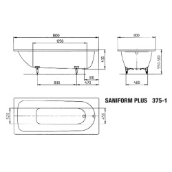 Baignoire rectangulaire Saniform Plus 170x75 cm acier émaillé, blanc alpin (112600010001)