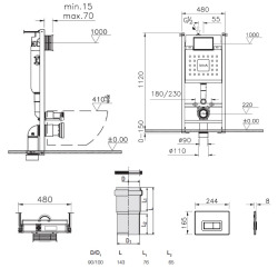 Pack WC Rapid SL + cuvette sans bride SAT, fixations cachées + plaque Skate chrome (RapidSL-SATrimless)