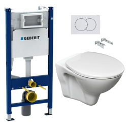 Pack WC Bâti-support Duofix + WC Cersanit S-line Pro + Abattant + Plaque blanche (S-LineProGeb3)