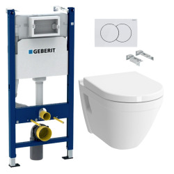 Pack WC Bâti Duofix + WC suspendu Vitra S50 + Abattant soft close + Plaque blanche + Set d'isolation phonique (S50GEB3SET)