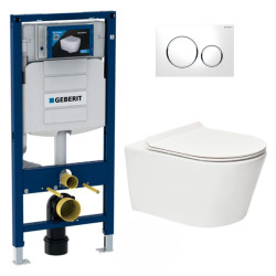 Pack WC Geberit Duofix + Cuvette Ideal Standard Tesi Aquablade + Plaque de commande Sigma20 Blanc chromé