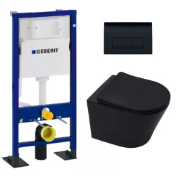 Pack WC Bâti-autoportant Duofix + WC sans bride SAT avec fixations invisibles + Abattant softclose + Plaque blanche