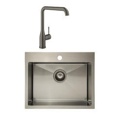 /Grohe - Set Timeless Évier de cuisine encastrable inox 304 , 68x45x21 cm + Essence Mitigeur monocommande Evier, Or brossé PVD