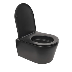 Geberit  Pack WC Bati-support Geberit + WC SAT sans bride noir mat + Abattant softclose + Plaque noire mat