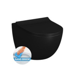 Geberit Pack WC Bati-support Geberit Duofix + WC sans bride Vitra SENTO noir mat + Abattant frein de chute + Plaque noire mat