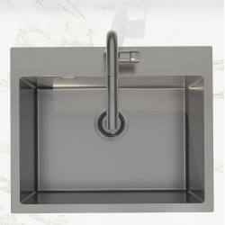 Swiss Aqua Technologies Timeless Évier de cuisine encastrable inox 304, 1 bac, 55x45x21 cm, Gun Metal brossé PVD