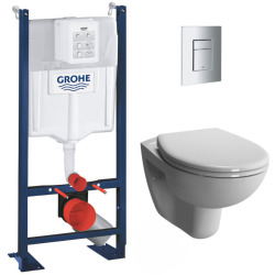 Pack WC Bâti Autoportant Rapid SL + WC suspendu Integra + Abattant softclose + Plaque chrome mat (ProjectIntegra-5)