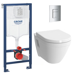 Pack WC Rapid SL GROHE + VITRA Cuvette S50 avec abattant softclose + Plaque de commande Grohe Skate Chrome (GROHE-S50)