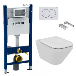 Pack WC Bâti Duofix + Cuvette Ideal Standard Tesi Aquablade + Plaque blanche (TesiGeb3)