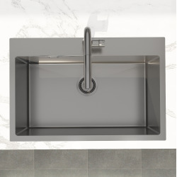 Swiss Aqua Technologies Timeless Évier de cuisine encastrable en inox 304, 68x45x21 cm, Gun Metal brossé PVD