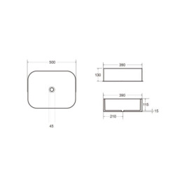 Vasque à poser Infinitio 50 x 39 x 13 cm sans trop-plein, blanc mat (SATINF5039)