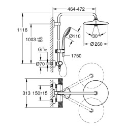 Colonne de Douche avec Mitigeur Thermostatique, Chrome (27615002)