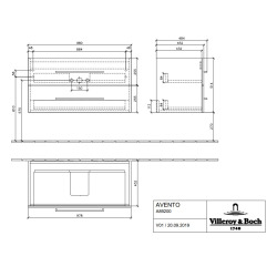 Meuble sous plan Avento, 2 tiroirs sur rails, 980 x 514 x 484 mm, Crystal Grey (A89200B1)