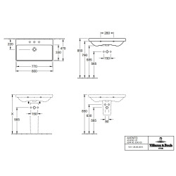 Plan de toilette (Avento), 800 x 470 x 165 mm, Blanc, avec trop-plein (41568001)