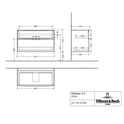 Meuble sous plan Subway 3.0, 2 tiroirs sur rails, 973 x 576 x 478 mm, Pure White (C57000VF)