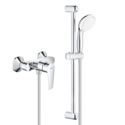 Tempesta 100 Set Mitigeur monocommande bain/douche + Support de douche mural 2 jets, chrome (23914001-Tempesta3)