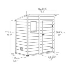 Manor 6 x 4 abri de jardin 183,5 x 111 x 200,5 cm, Gris/blanc (230394)