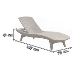 2x Pacific chaise Longue, 4 positions, 197 x 75 x 41 cm, Blanc (230672-DUO)