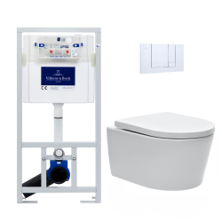 Swiss Aqua Technologies Pack WC Bâti-support + WC Swiss Aqua Technologies sans bride et fixations invisibles + Plaque chrome