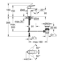 Grohe Mitigeur monocommande Lavabo Taille S (MitigeurS3)