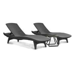 2 x Pacific chaise Longue, 4 positions, 197 x 75 x 41 cm, Graphite (230674-DUO)