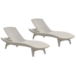 2x Pacific chaise Longue, 4 positions, 197 x 75 x 41 cm, Blanc (230672-DUO)