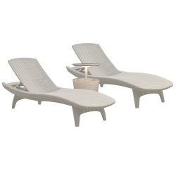 2x Pacific chaise Longue, 4 positions, 197 x 75 x 41 cm + Cool bar Glacière, Graphite (230674-DUOCOOL)