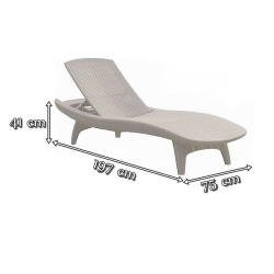 2x Pacific chaise Longue, 4 positions, 197 x 75 x 41 cm + Cool bar Glacière, Graphite (230674-DUOCOOL)