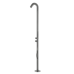 Douche extérieure de jardin et piscine, acier inoxydable 316, eau chaude et froide, douchette à main, gun metal (Naturel-lHGM)