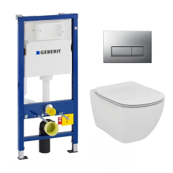 Geberit Pack WC Bati Geberit  duofix UP100 + Cuvette Ideal Standard Tesi Aquablade + Plaque de commande Delta51 Chrome mat