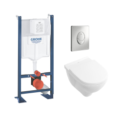 Grohe Pack WC Rapid SL autoportant + cuvette Villeroy&Boch O.Novo + plaque Skate Air chrome (ProjectO.Novo-2)