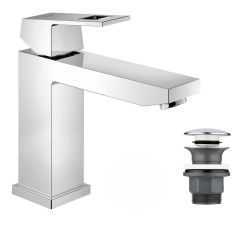 Grohe Eurocube Set Mitigeur monocommande 1/2" Lavabo Taille M +  Bonde clic clac Grohe pour lavabo avec trop-plein (23446000-CLICCLAC)