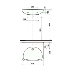 Jika (Groupe Roca) Mio Lavabo PMR sans obstacle 64x55 cm trou pour robinetterie au milieu (1371.4.000.104.1)