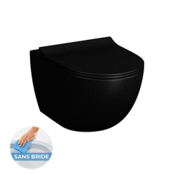 Geberit Pack WC Bati-support Geberit UP320 + WC Vitra Sento noir mat sans bride + Abattant softclose + Plaque noire (GebBlackSento-G)