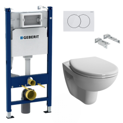 Geberit Pack WC Bati-support Geberit Duofix + WC suspendu Vitra Normus + Abattant softclose + Plaque blanche