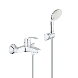 Set Mitigeur monocommande Bain/Douche + Douchette à main 2 jets Tempesta 100 avec support mural, Chrome (32158002-Tempesta3)